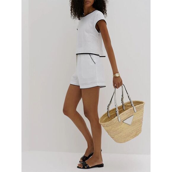 Commense Chic White Cotton‎ Two-Piece Set Crop Top and Shorts Casual Outfit XL - Picture 5 of 12